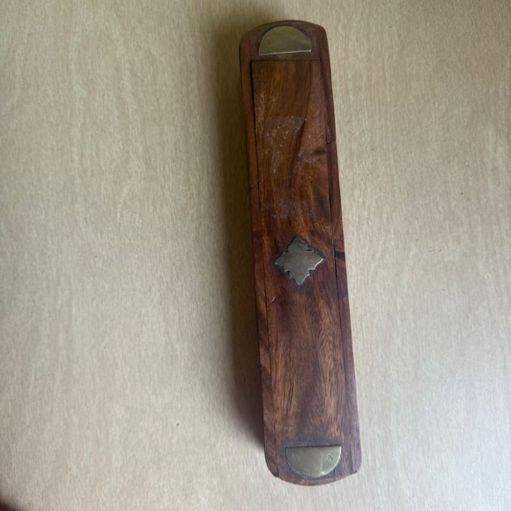 Vintage Storage Box With Brass Decoration Wooden Incense Stick Holder pencil - Picture 3 of 9